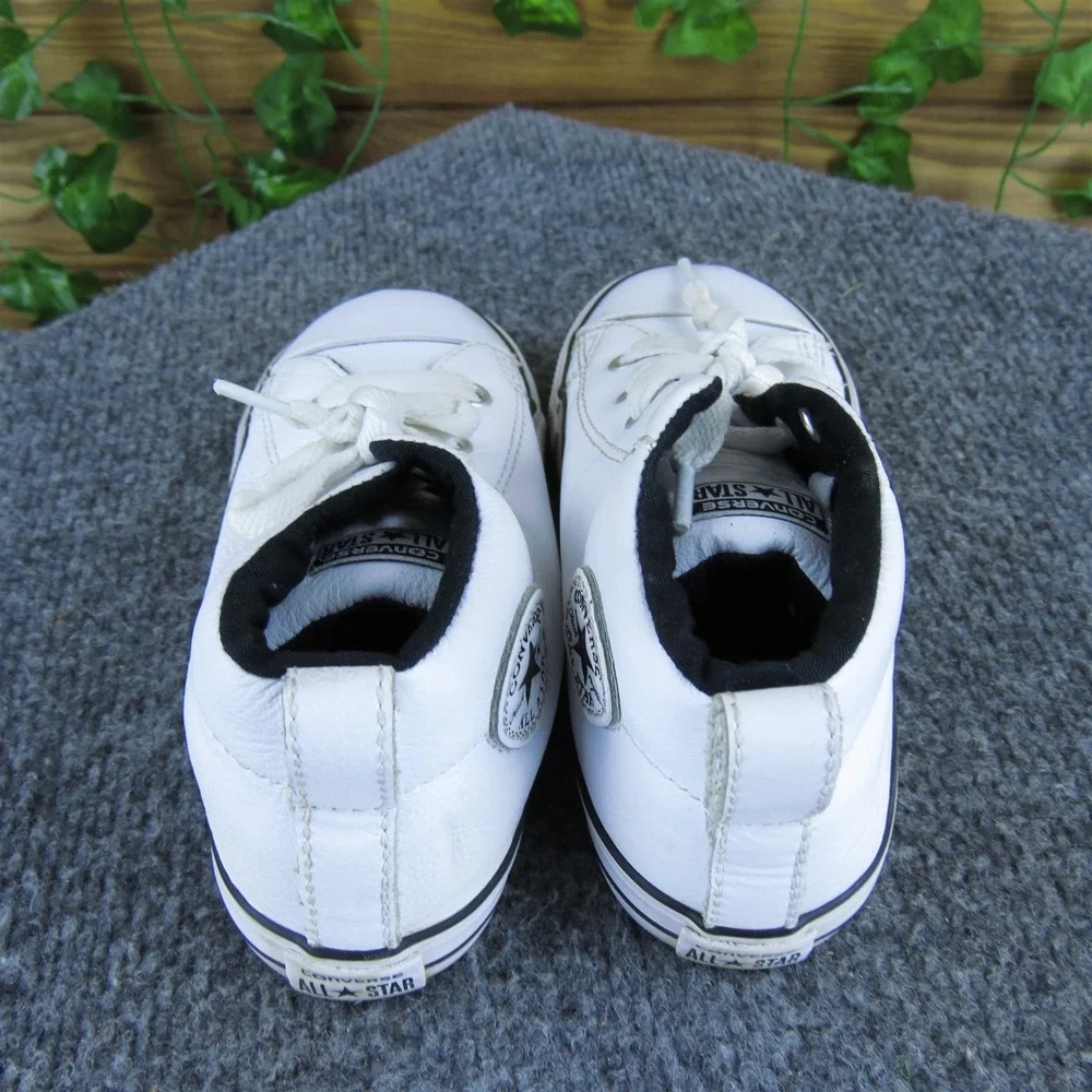 Converse Boys Sneaker Mid All Star Sz T‎ 10 Medium White Leather Lace Up